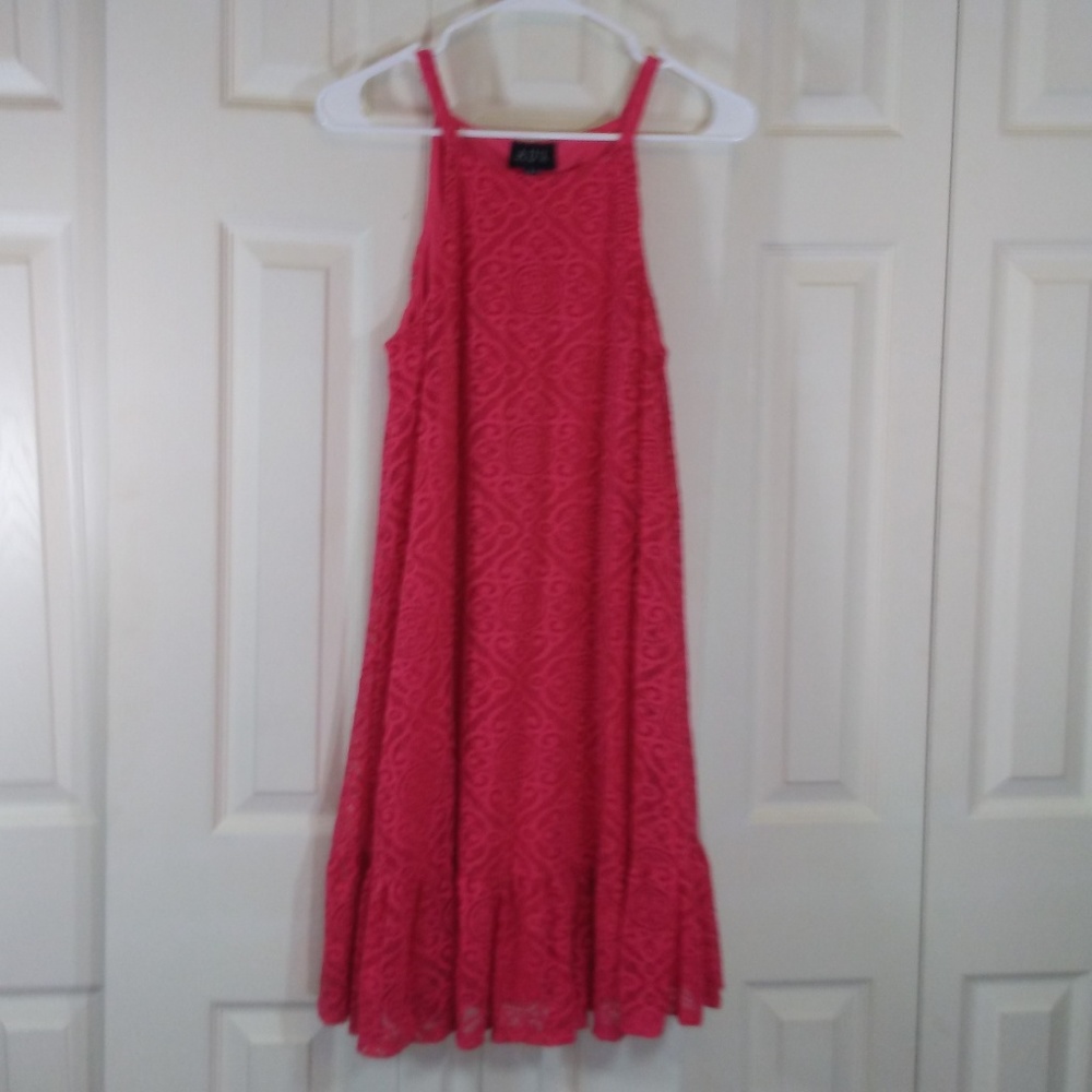 Deep Rose/Hot Pink Lace Sun Dress